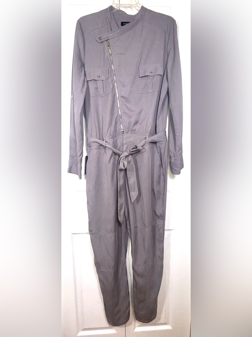 Marciano Lesley Cargo Jumpsuit NWT Gray Lyocell Utility Jumpsuit Size Large